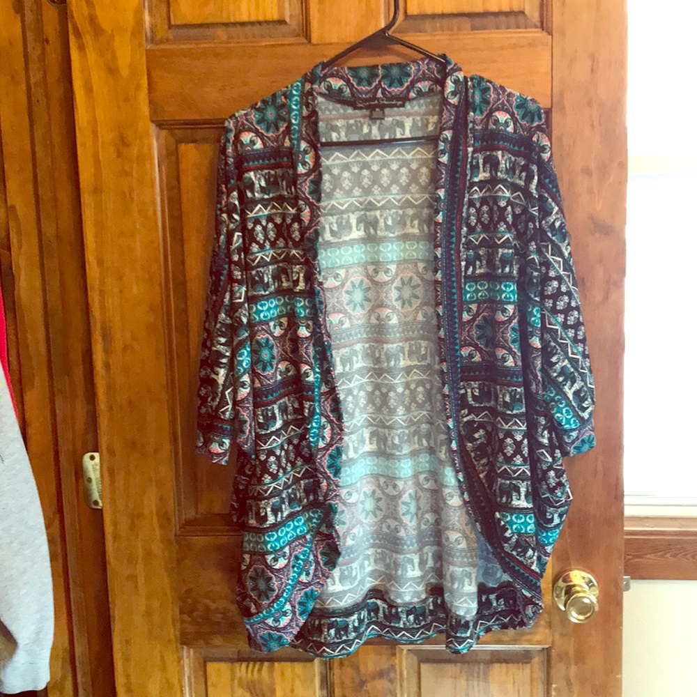 Turquoise multicolor cocoon cardigan